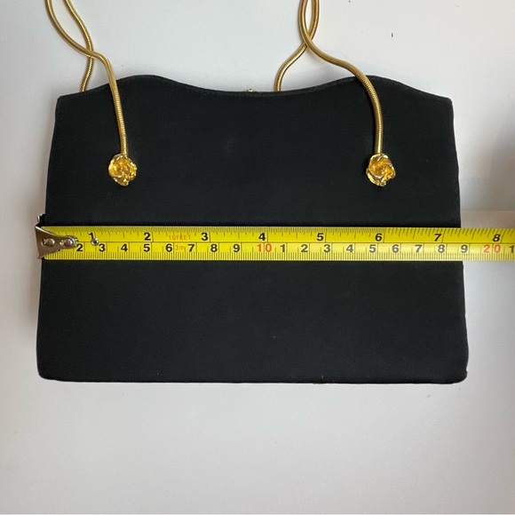 VINTAGE AFTER FIVE BY LAND M BLACK EVENING BAG PURSE Black Satin - Picture 10 of 10